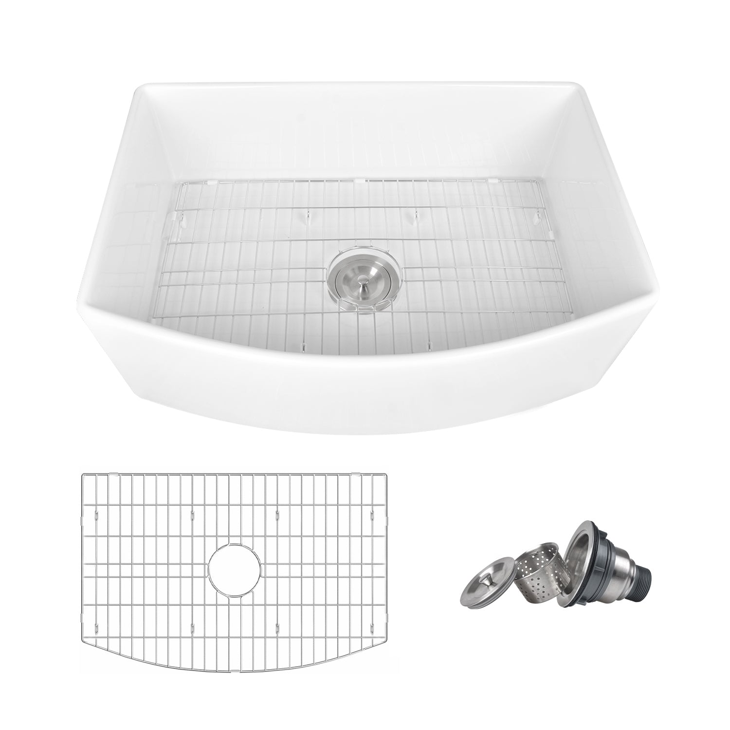 GROVE 33" L x 21" W Farmhouse Kitchen Sink, Corrosion-Resistant With Multiple Sizes