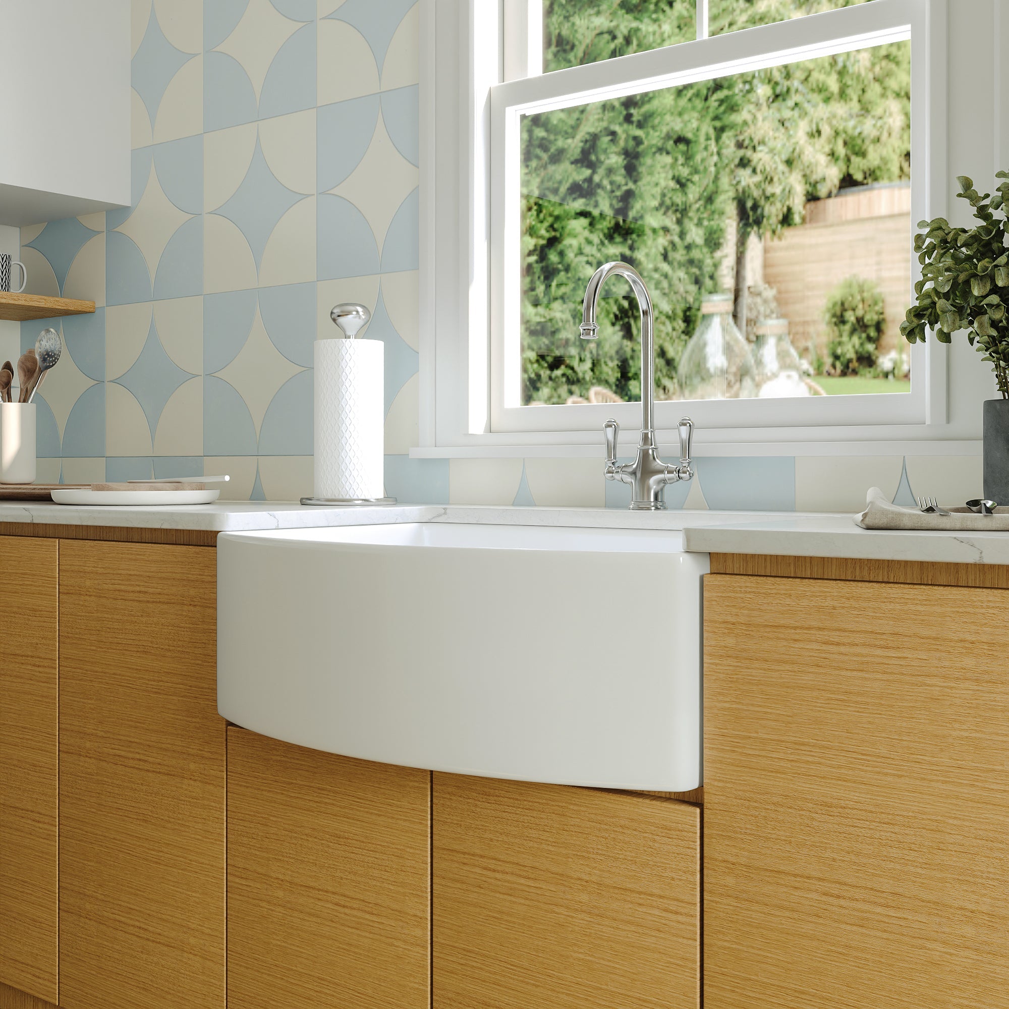 GROVE 33" L x 21" W Farmhouse Kitchen Sink, Corrosion-Resistant With Multiple Sizes