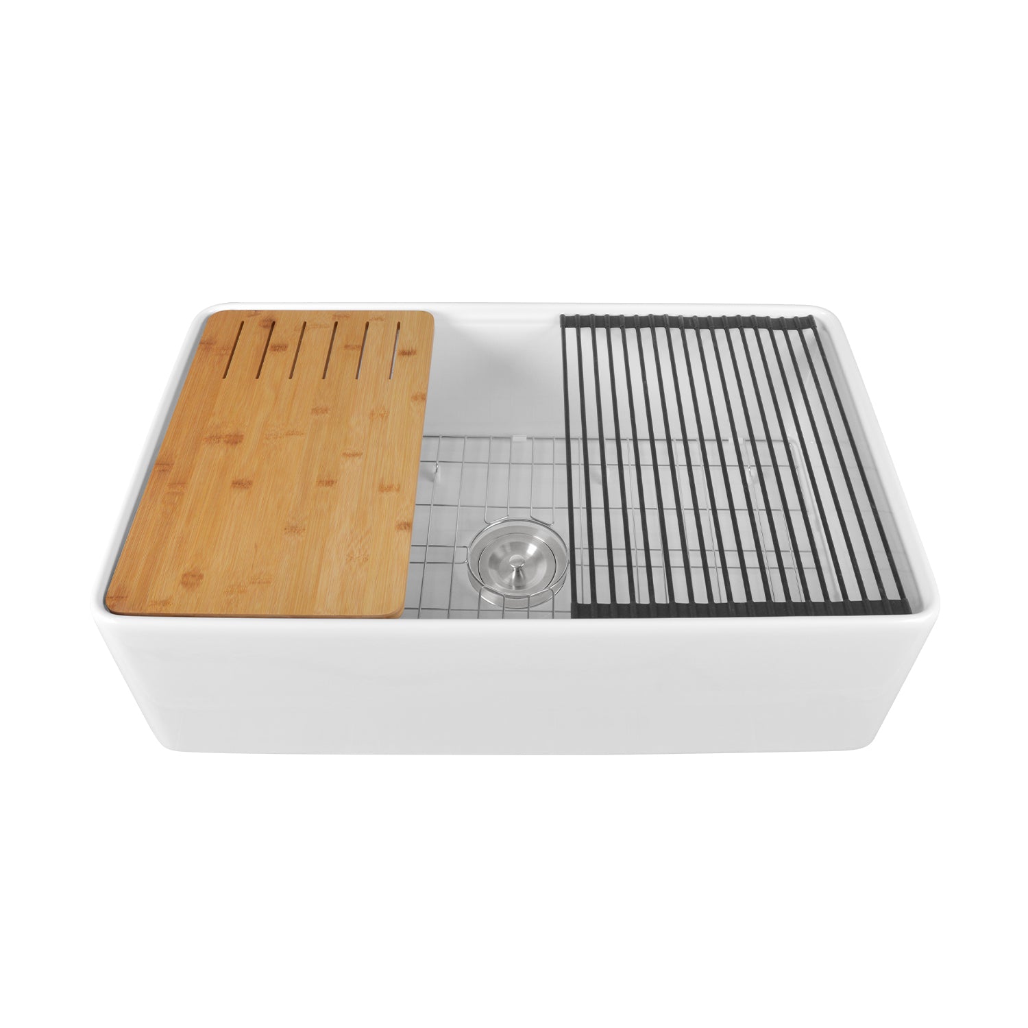 Deervalley 33 L X 20 W Single Basin Workstation Farmhouse Kitchen Sink  With Sink Grid, Cutting Board And Dish-Drying Rack & Reviews
