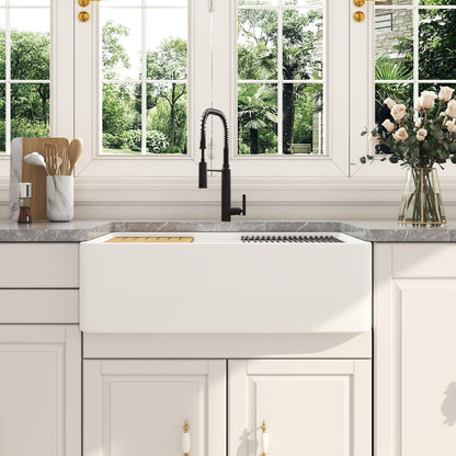 33"L X 20"W / 24"L X 20"W Rectangular Workstation Farmhouse Kitchen Sink, Smooth Surface