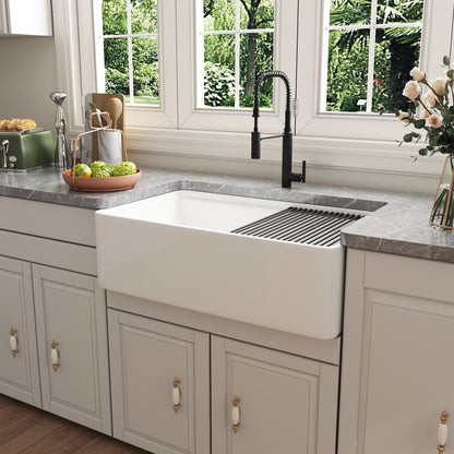 33"L X 20"W / 24"L X 20"W Rectangular Workstation Farmhouse Kitchen Sink, Smooth Surface
