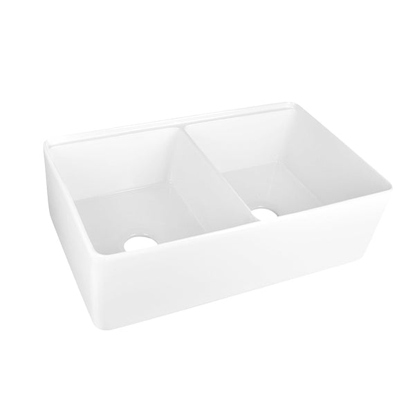 Deervalley DV-1K0068 33" L X 20" W Double Basin Workstation Farmhouse Kitchen Sink With Sink Grid, Cutting Board And Dish-Drying Rack