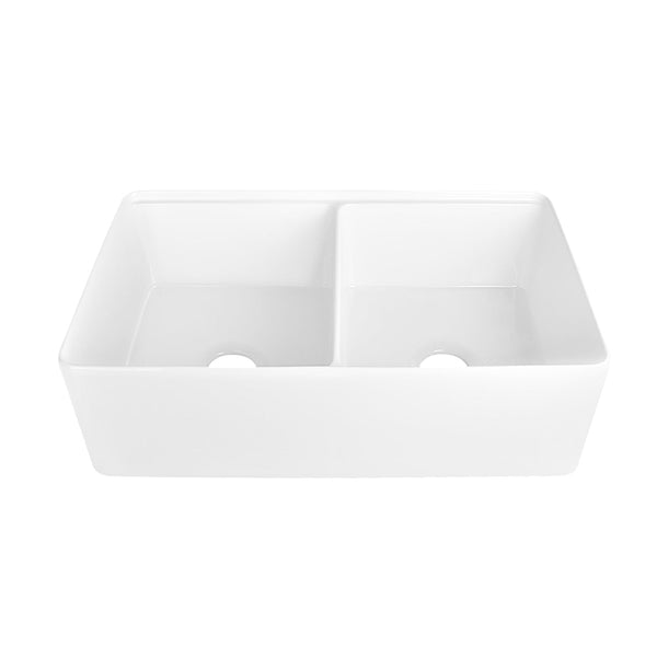 Deervalley DV-1K0068 33" L X 20" W Double Basin Workstation Farmhouse Kitchen Sink With Sink Grid, Cutting Board And Dish-Drying Rack