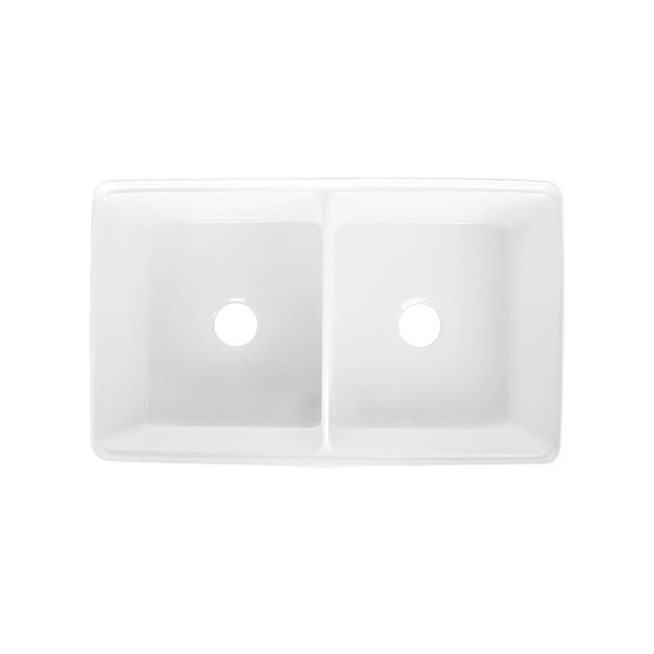 Deervalley DV-1K0068 33" L X 20" W Double Basin Workstation Farmhouse Kitchen Sink With Sink Grid, Cutting Board And Dish-Drying Rack