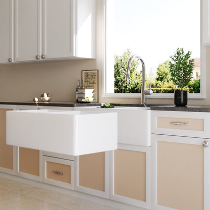 33" L X 20" W Rectangular Workstation Farmhouse Kitchen Sink, Shatter-Resistant