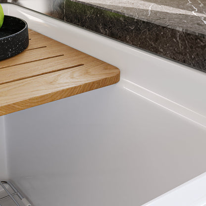 33" L X 20" W Rectangular Workstation Farmhouse Kitchen Sink, Shatter-Resistant