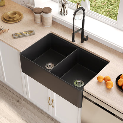 33" L X 20" W Rectangular Workstation Farmhouse Kitchen Sink, Shatter-Resistant