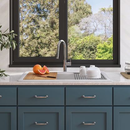 32.68"L X 21.85" W Rectangular Workstation Farmhouse Kitchen Sink, Smooth Surface