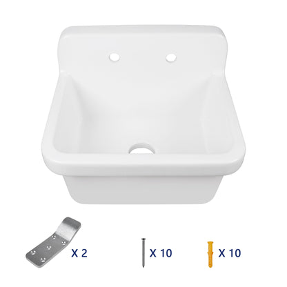 24" L x 19" W Rectangular Laundry Sink Utility Kitchen Sink, Wall-Mount With Multiple Sizes