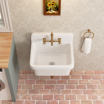 24" L x 19" W Rectangular Laundry Sink Utility Kitchen Sink, Wall-Mount With Multiple Sizes