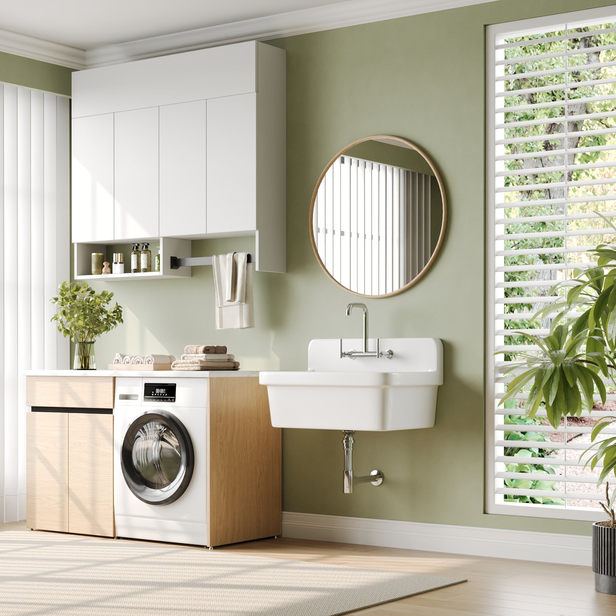 24" L x 19" W Rectangular Laundry Sink Utility Kitchen Sink, Wall-Mount With Multiple Sizes