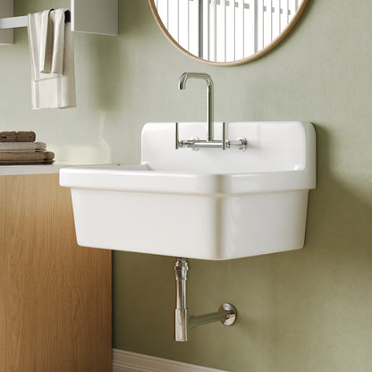 24" L x 19" W Rectangular Laundry Sink Utility Kitchen Sink, Wall-Mount With Multiple Sizes