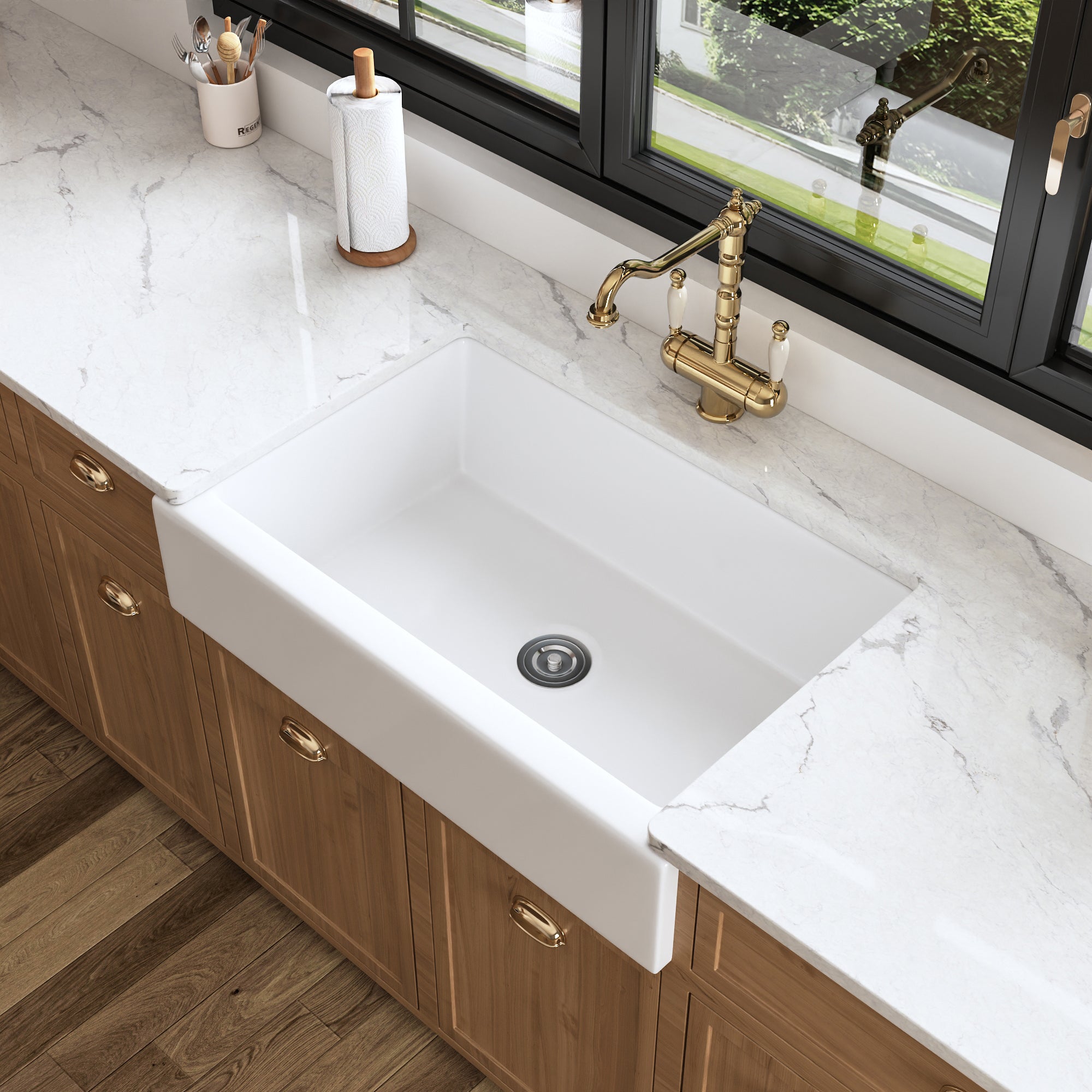 33.66"L X 22.05" Rectangular Farmhouse Kitchen Sink, Durability