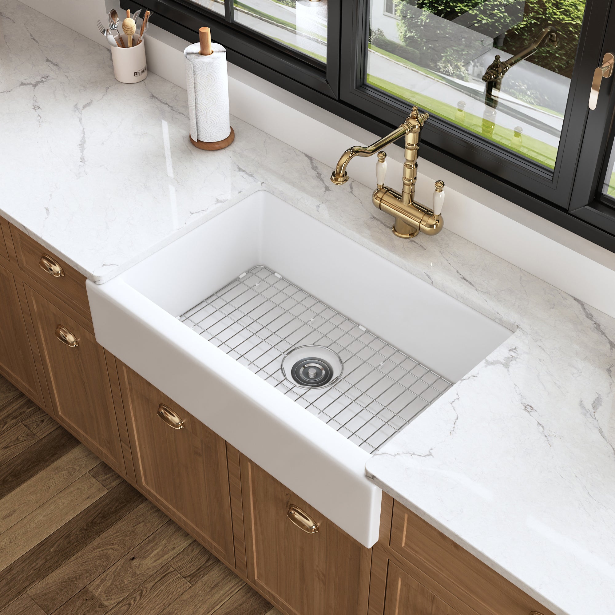 33.66"L X 22.05" Rectangular Farmhouse Kitchen Sink, Durability