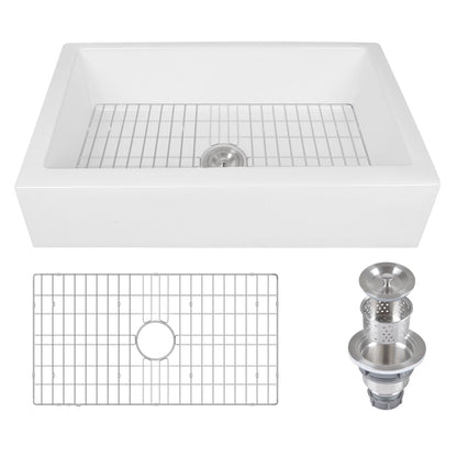 32.68"L X 21.85" W Rectangular Workstation Farmhouse Kitchen Sink, Smooth Surface