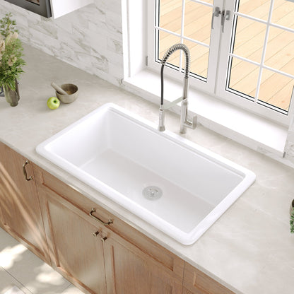 33" L X 19" W Rectangular Workstation Undermount Kitchen Sink, Shatter-Resistant