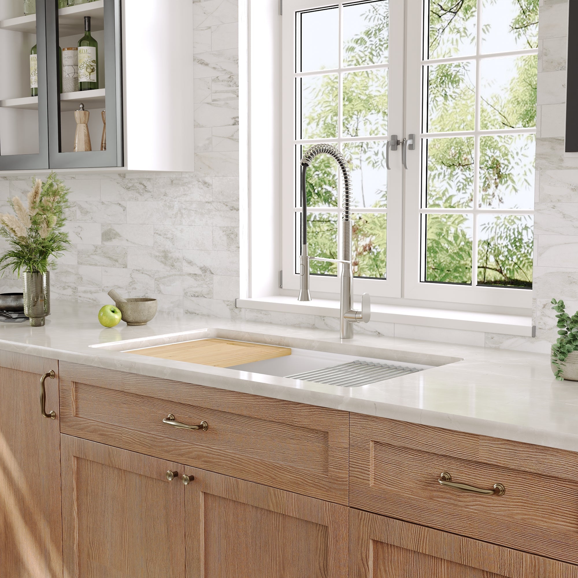 33" L X 19" W Rectangular Workstation Undermount Kitchen Sink, Shatter-Resistant