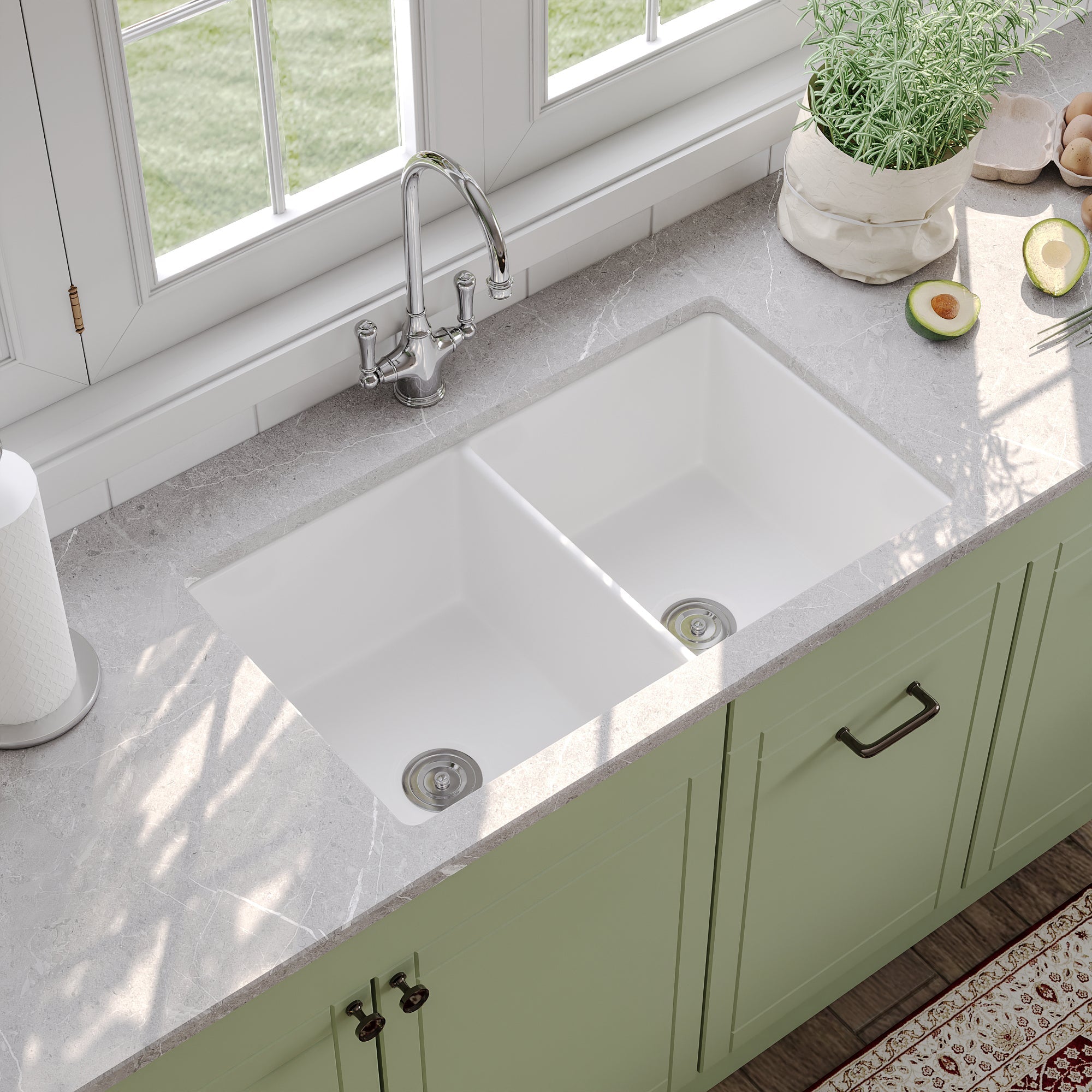 GLEN 31.89" L x 19.09" Rectangle Undermount Kitchen Sink, Large Capacity With Multiple Types