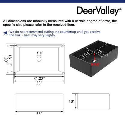 33"x20" Rectangular Workstation Kitchen Sink, Single Bowl With Multiple Colors