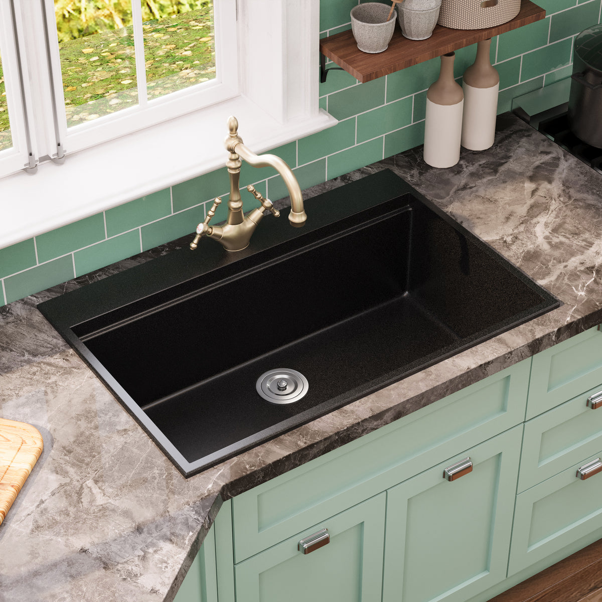 DeerValley DV-1K0170 Granite Composite Kitchen Sink with Cutting Board Kit