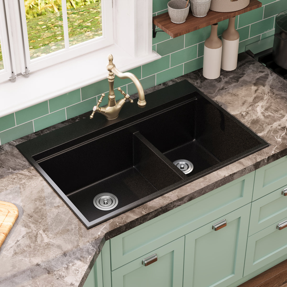 DeerValley DV-1K0170 Granite Composite Kitchen Sink with Cutting Board Kit