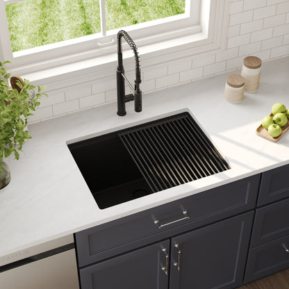 25"x19" Rectangular Drop-in Kitchen Sink, Granite Composite With Multiple Styles