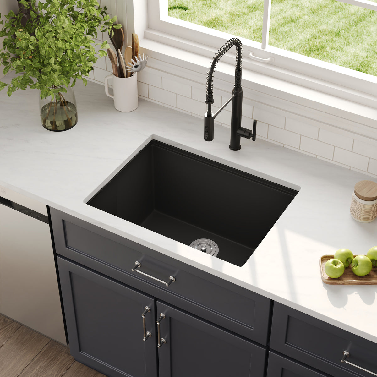 DeerValley DV-1K0172 Granite Composite Kitchen Sinks Undermount Quiet Drain