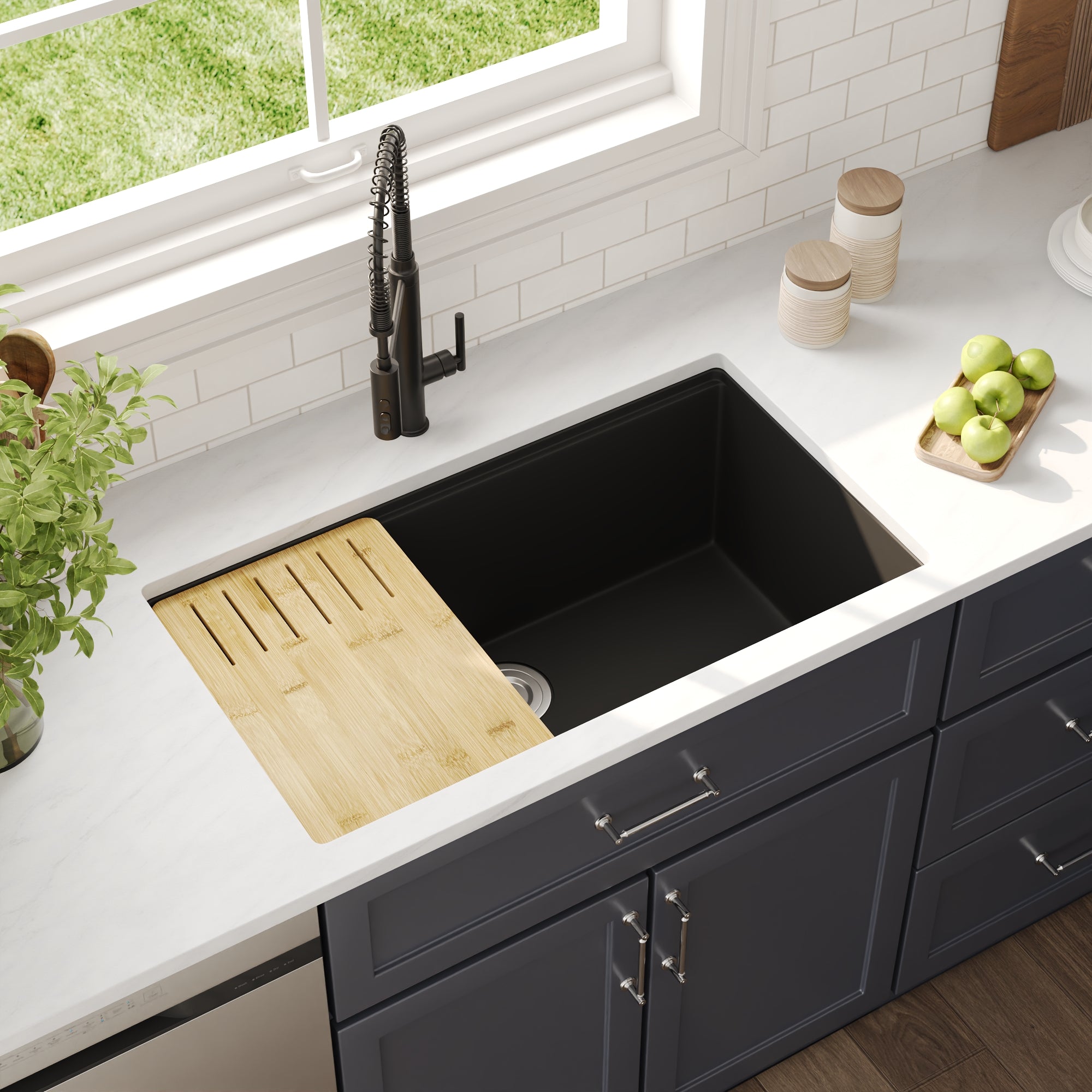 DeerValley DV-1K0172 Granite Composite Kitchen Sinks Undermount Quiet Drain