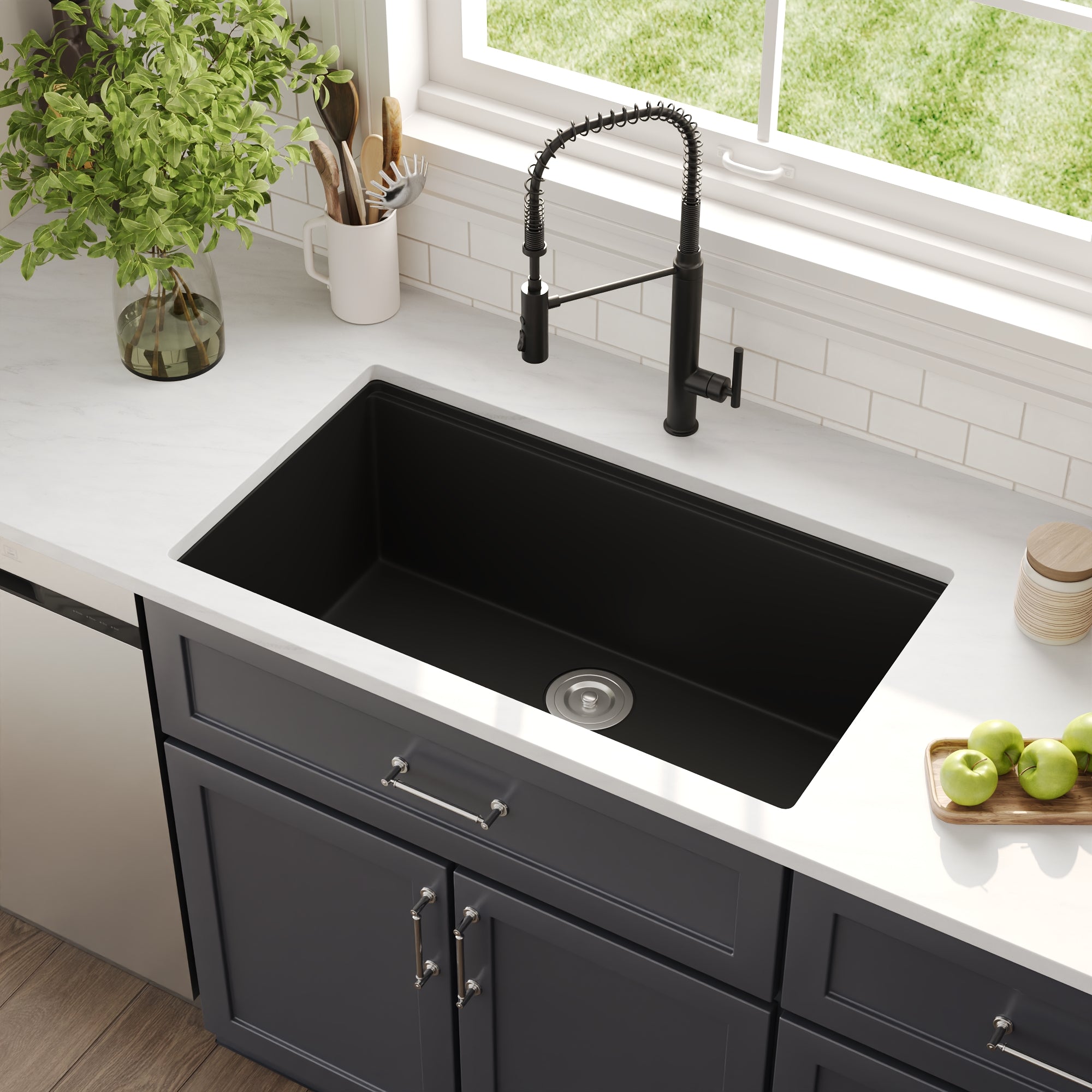 DeerValley DV-1K0172 Granite Composite Kitchen Sinks Undermount Quiet Drain