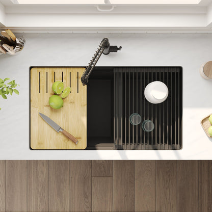 25"x19" Rectangular Drop-in Kitchen Sink, Granite Composite With Multiple Styles