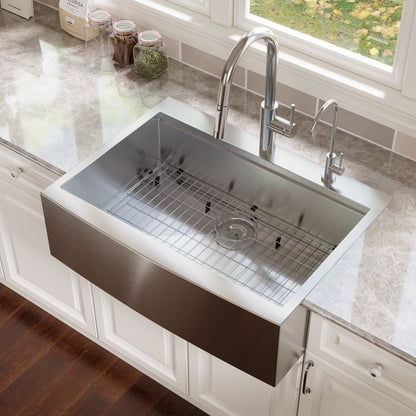 30" Rectangular Workstation Farmhouse Kitchen Sink, Stainless Steel Single Bowl With Multiple Sizes