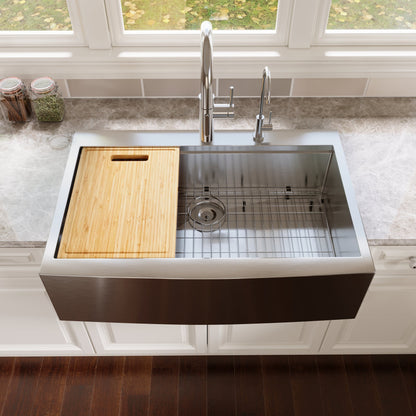 30" Rectangular Workstation Farmhouse Kitchen Sink, Stainless Steel Single Bowl With Multiple Sizes