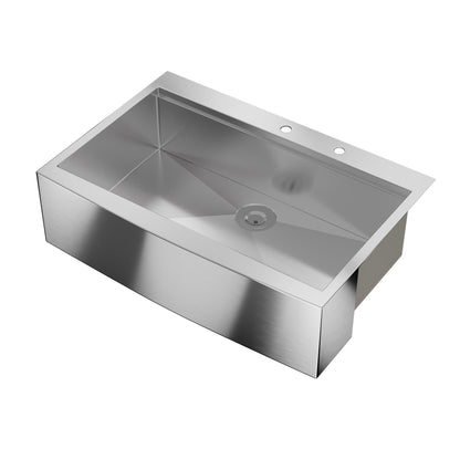 30" Rectangular Workstation Farmhouse Kitchen Sink, Stainless Steel Single Bowl With Multiple Sizes