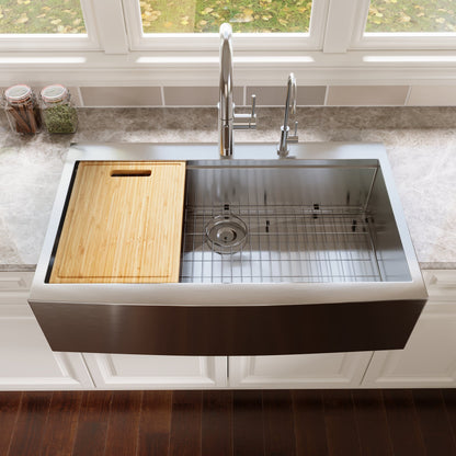 30" Rectangular Workstation Farmhouse Kitchen Sink, Stainless Steel Single Bowl With Multiple Sizes