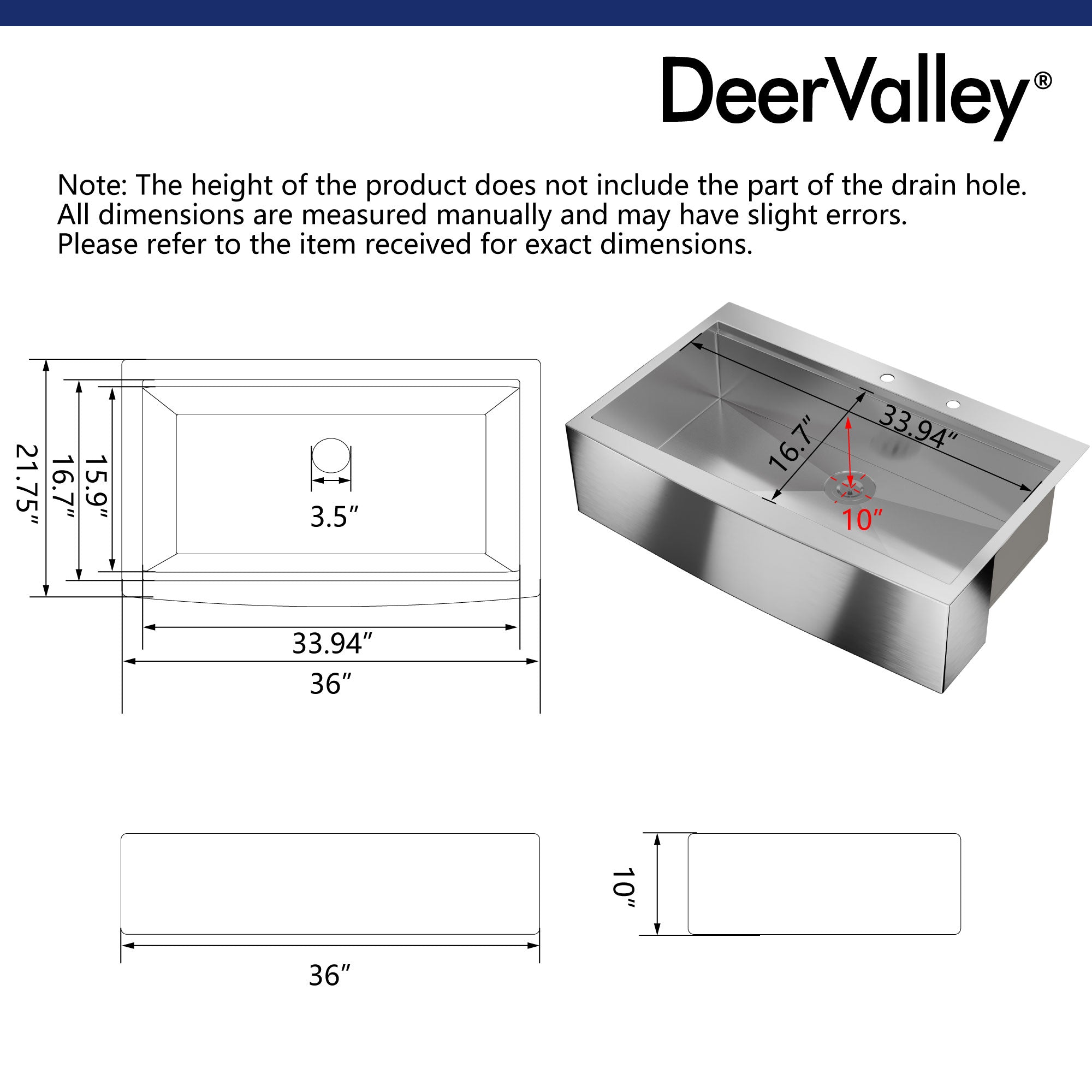 30" Rectangular Workstation Farmhouse Kitchen Sink, Stainless Steel Single Bowl With Multiple Sizes