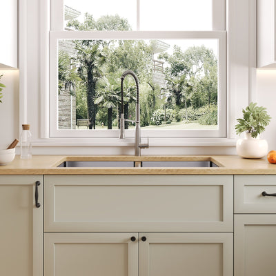 33" Rectangular Undermount Kitchen Sink, Stainless Steel Double Bowl
