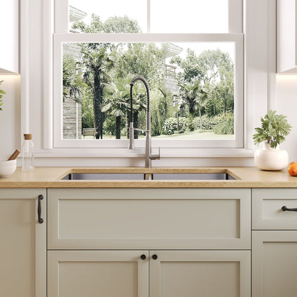 33" Rectangular Undermount Kitchen Sink, Stainless Steel Double Bowl