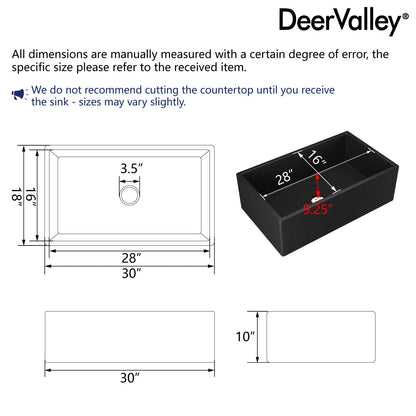 30" L x 18" W Rectangular Farmhouse Kitchen Sink, Natural Material With Multiple Colors