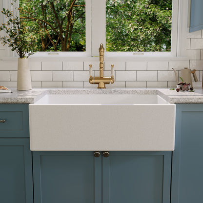 30" L x 18" W Rectangular Farmhouse Kitchen Sink, Natural Material With Multiple Colors