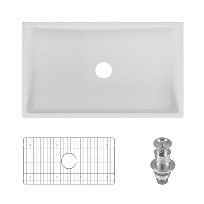 30" L x 18" W Rectangular Farmhouse Kitchen Sink, Natural Material With Multiple Colors