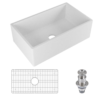 30" L x 18" W Rectangular Farmhouse Kitchen Sink, Natural Material With Multiple Colors