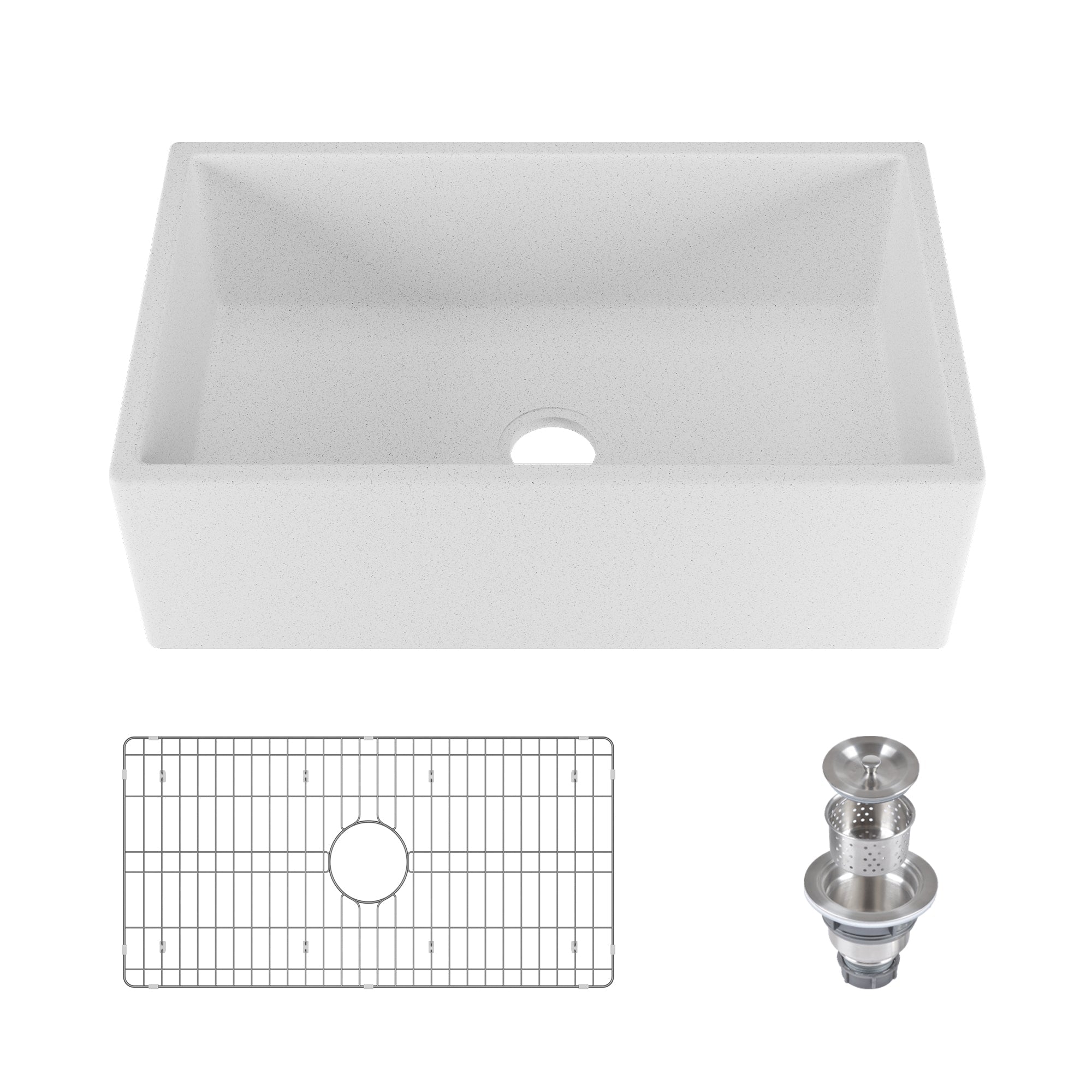 30" L x 18" W Rectangular Farmhouse Kitchen Sink, Natural Material With Multiple Colors