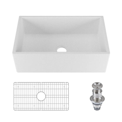 30" L x 18" W Rectangular Farmhouse Kitchen Sink, Natural Material With Multiple Colors