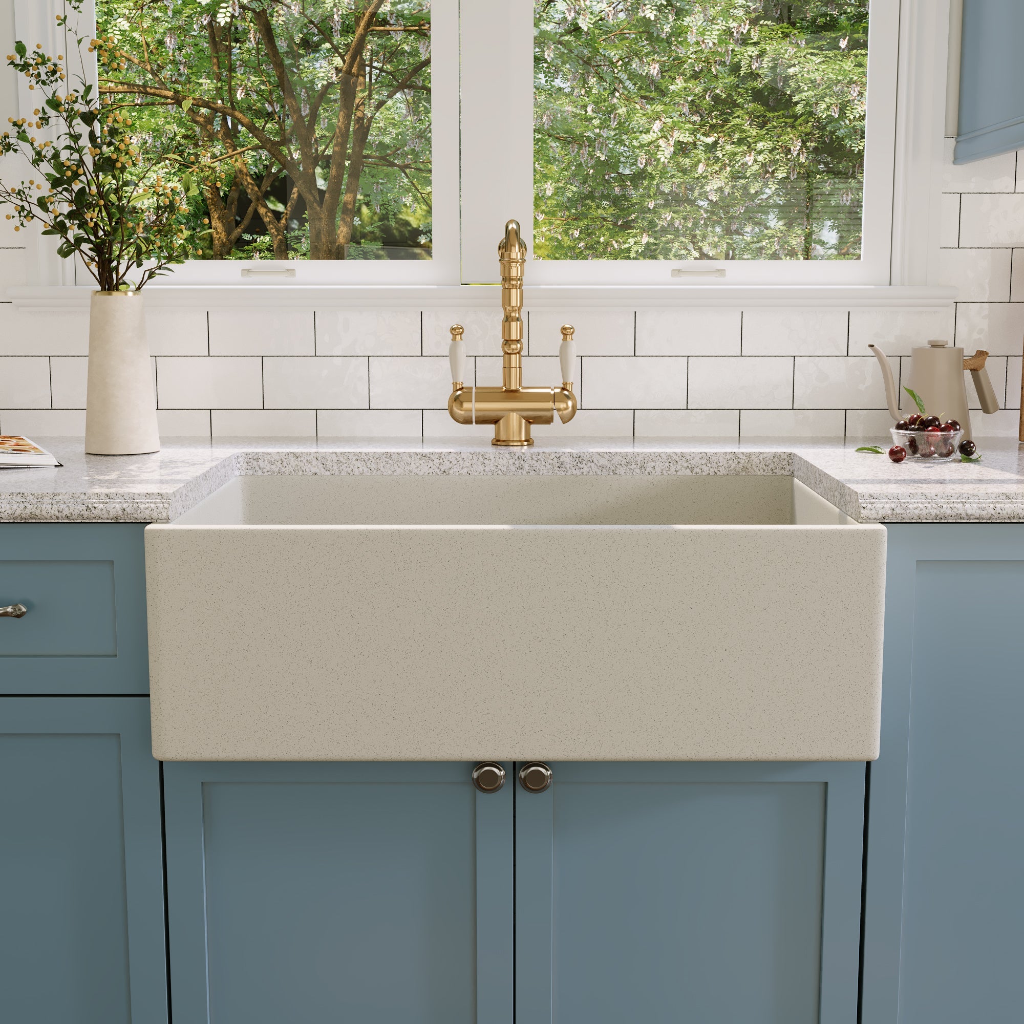 30" L x 18" W Rectangular Farmhouse Kitchen Sink, Natural Material With Multiple Colors