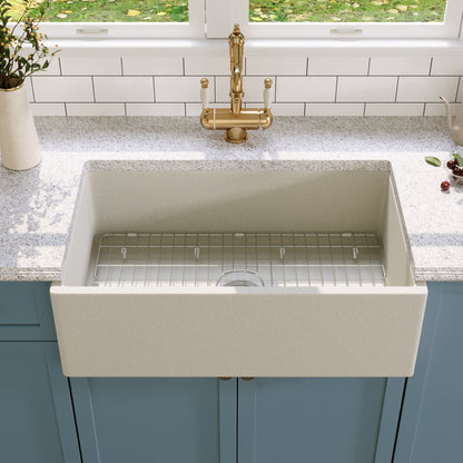 30" L x 18" W Rectangular Farmhouse Kitchen Sink, Natural Material With Multiple Colors