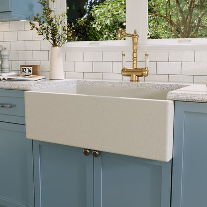 30" L x 18" W Rectangular Farmhouse Kitchen Sink, Natural Material With Multiple Colors