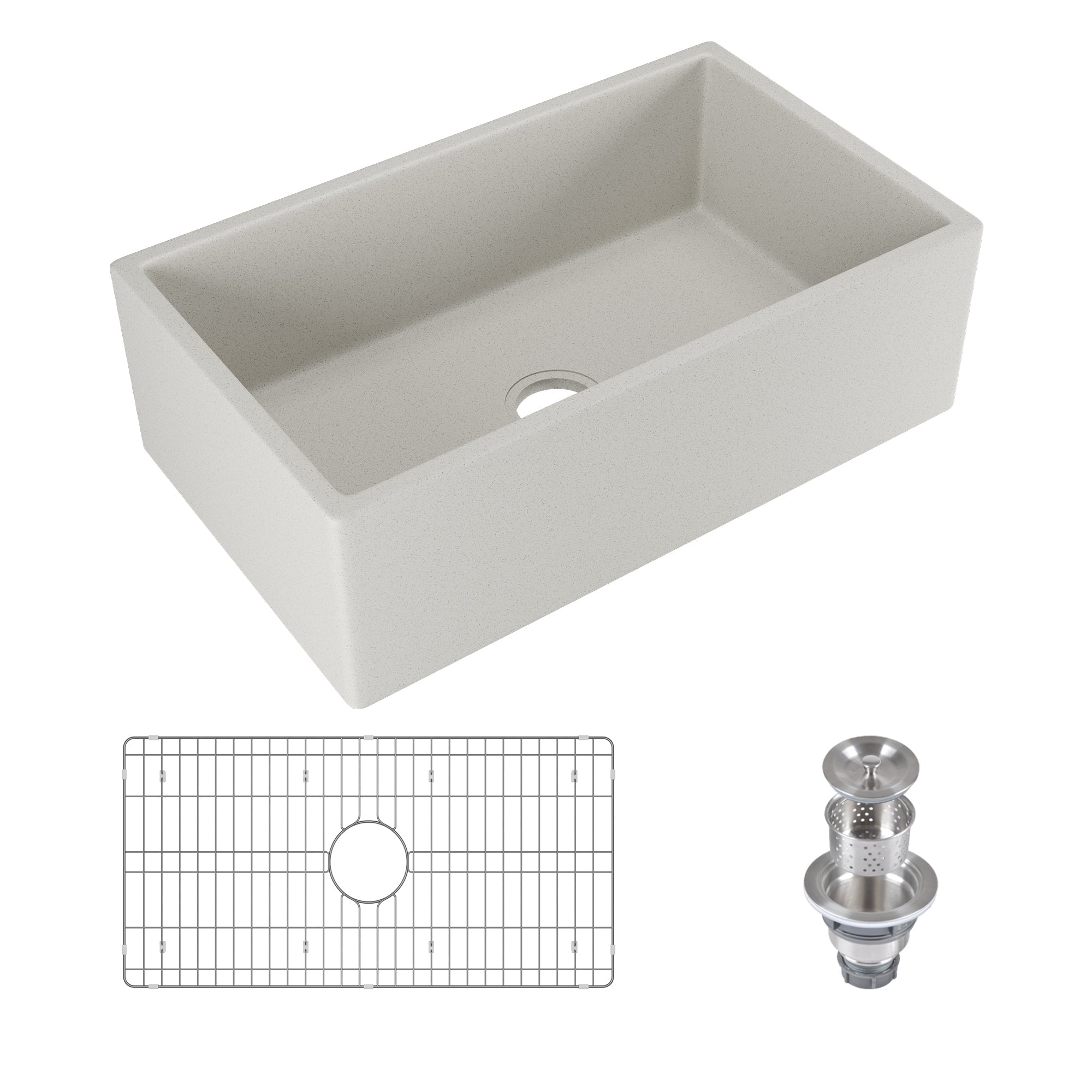 30" L x 18" W Rectangular Farmhouse Kitchen Sink, Natural Material With Multiple Colors