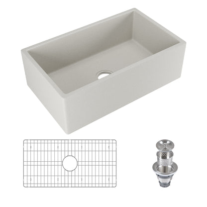 30" L x 18" W Rectangular Farmhouse Kitchen Sink, Natural Material With Multiple Colors