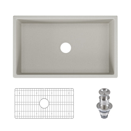 30" L x 18" W Rectangular Farmhouse Kitchen Sink, Natural Material With Multiple Colors