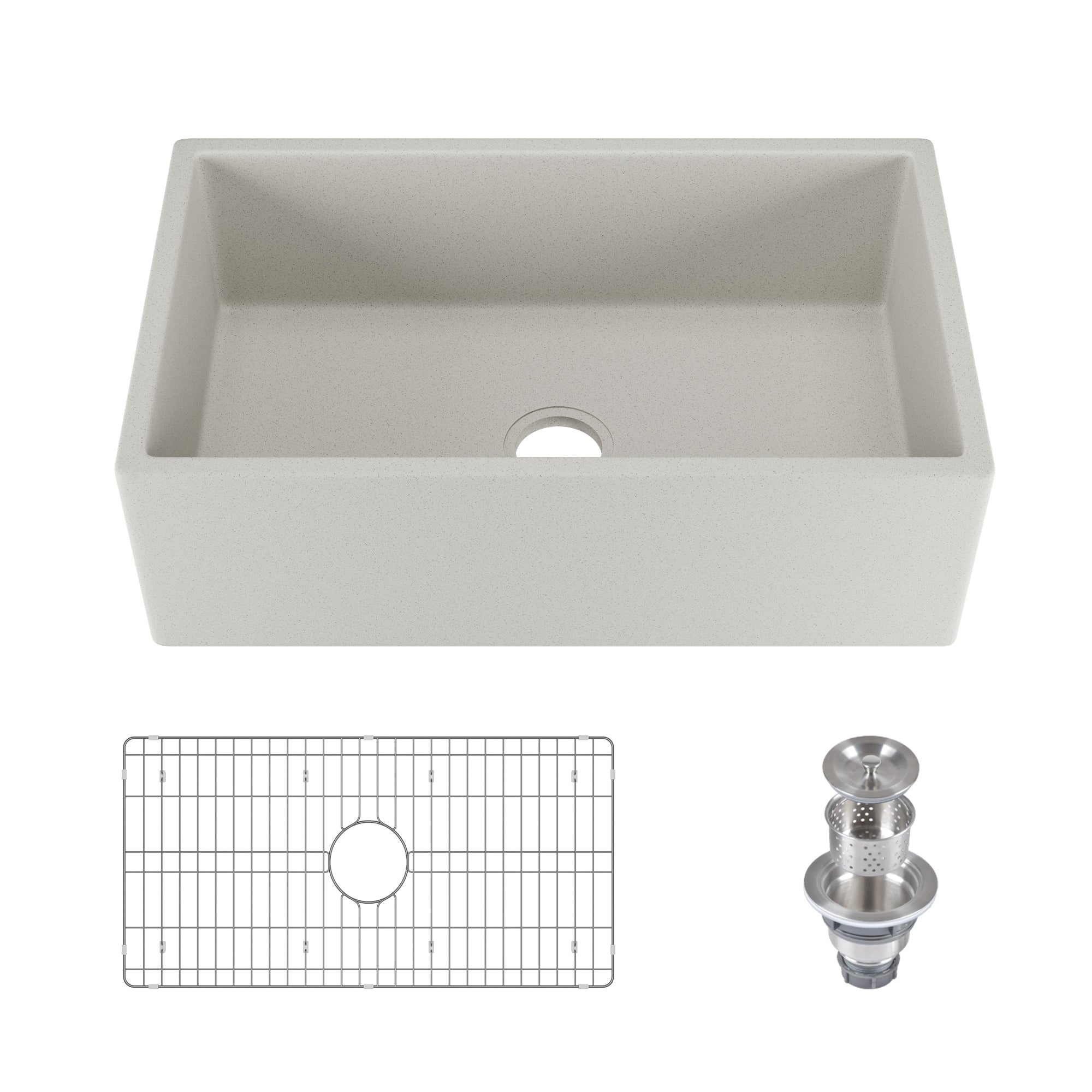 30" L x 18" W Rectangular Farmhouse Kitchen Sink, Natural Material With Multiple Colors